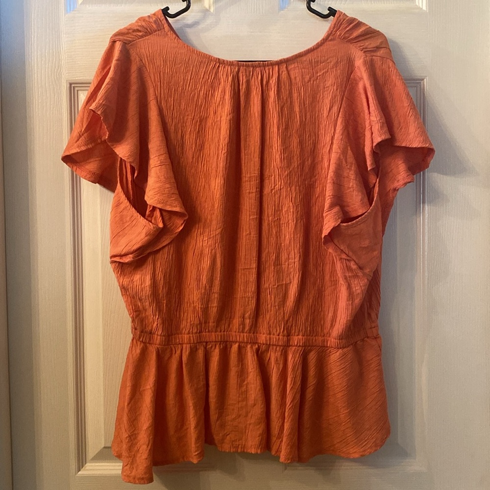 Sam Edelman Orange Peplum Tunic with Short Sleeves - Picture 8 of 10